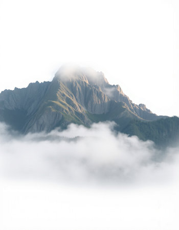 Mountains in the clouds on a foggy day. Caucasus, Russiaの写真素材