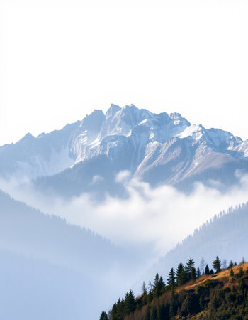 mountains in the fog, photo as a background, digital imageの写真素材