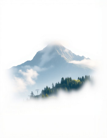 Mountains with clouds and fog in the background.の写真素材