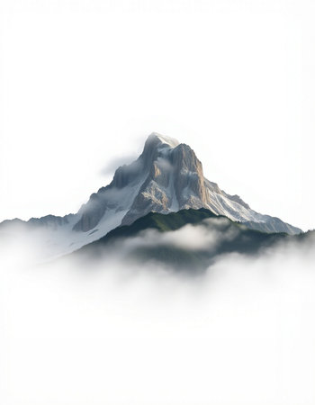 mountains in the clouds on a foggy dayの写真素材