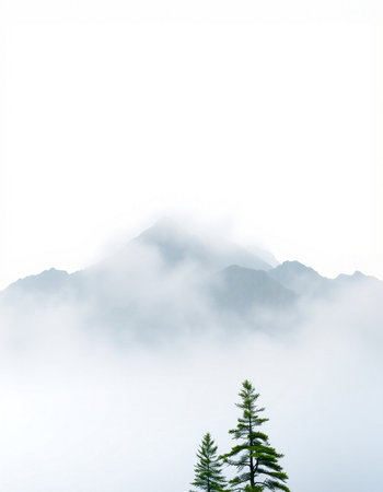 Foggy mountain landscape in Himalayas, Nepal, Asiaの写真素材