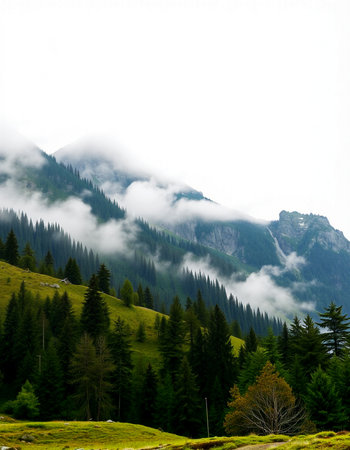 Mountain landscape with clouds and fog in the italian alpsの写真素材