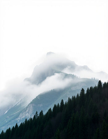 mountains in the fog, photo as a background, digital imageの写真素材