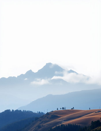Mountain landscape in the morning mist. Ukraine, Carpathiansの写真素材