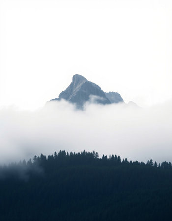 Mountain landscape with fog in the italian Dolomites.の写真素材