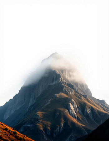 Mountain landscape with fog. Caucasus Mountains, Georgia, region Gudauri.の写真素材