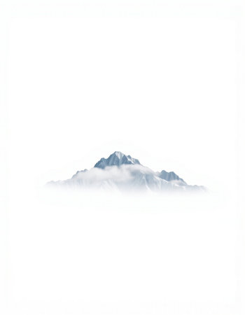 Mountains in the fog, isolated on a white background. Japanese style.の写真素材