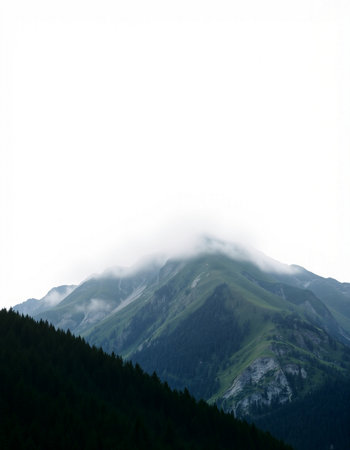 Mountain landscape with fog and clouds. Caucasus Mountains, Georgia.の写真素材