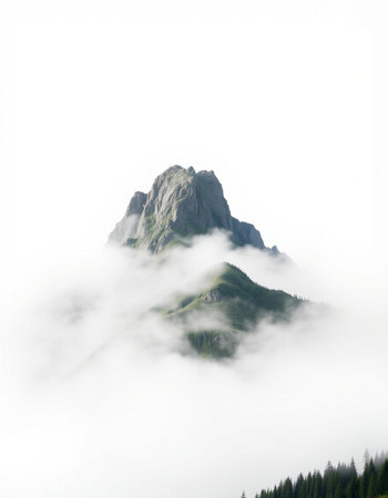 Mountain landscape with fogの写真素材