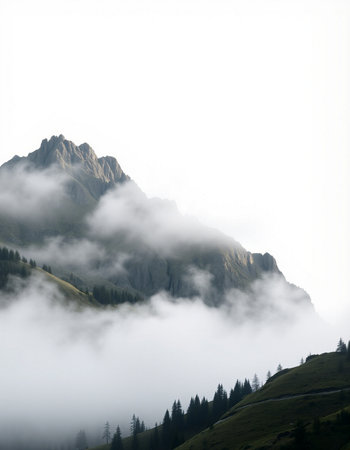 Mountain landscape in the clouds.の写真素材