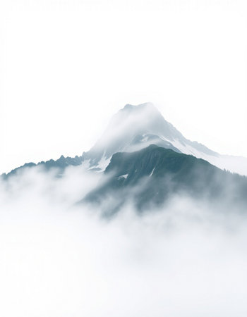 Mountain landscape with clouds and fog. Caucasus Mountains, Georgia.の写真素材