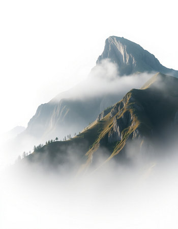 Mountains in the mist. Caucasus, Dombai, Russiaの写真素材