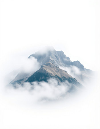 Mountain peak in the clouds. Caucasus Mountains. Georgia. Toned.の写真素材