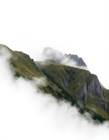Mountain landscape in the clouds. Caucasus, Dombai.の写真素材