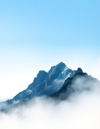mountain peak in the clouds, photo as a background, digital imageの写真素材