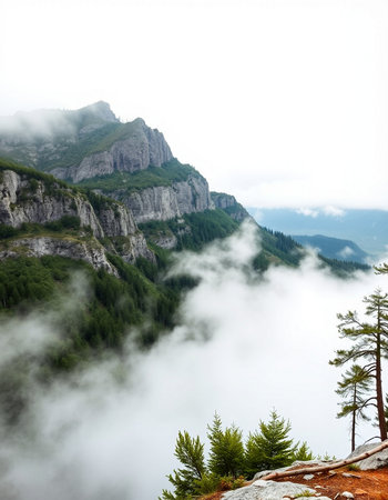 Mountains in clouds. Dolomites, South Tyrol, Italyの写真素材