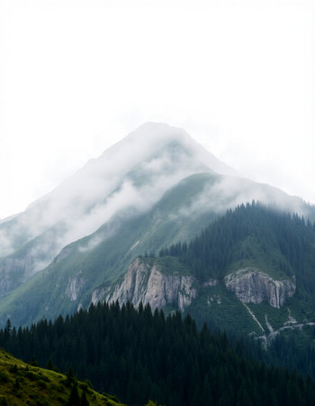 Mountain landscape in the clouds. Dolomites, Italy.の写真素材