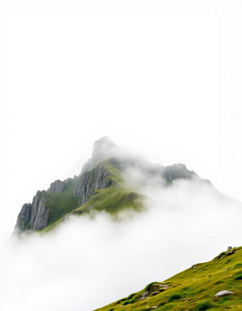 Mountain landscape in the clouds.の写真素材