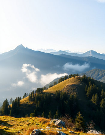 Majestic mountain landscape in the morning. Carpathian, Ukraine, Europe. Beauty world.の写真素材