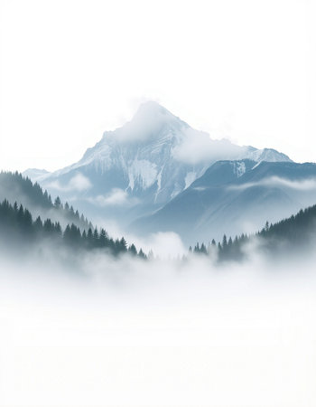 Mountains in the fog. Caucasus, Dombay, Russia