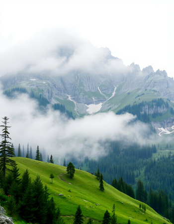 Mountain landscape. Cloudy dayの写真素材