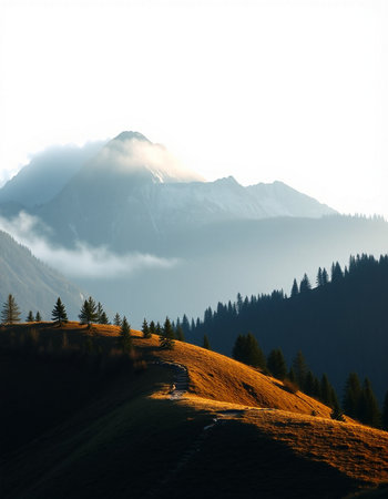 Mountain landscape in the evening light.の写真素材