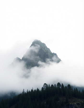 Mountains and clouds in the fogの写真素材