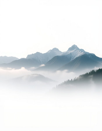 Mountains and fog in the morning, Bavaria, Germany.の写真素材