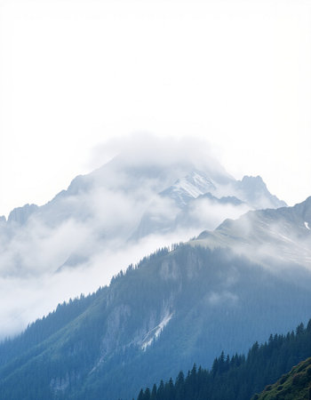 Mountain landscape in the clouds. Caucasus, Dombay.の写真素材