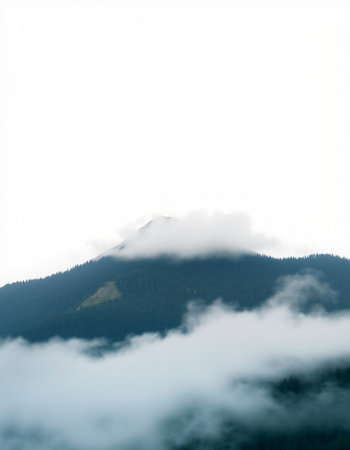 Mountains and clouds in the fog, Carpathians, Ukraineの写真素材