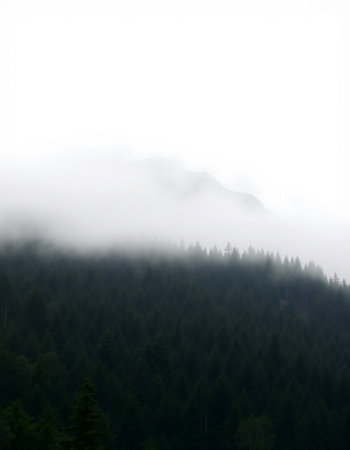Foggy morning in the mountains of the Ukrainian Carpathiansの写真素材