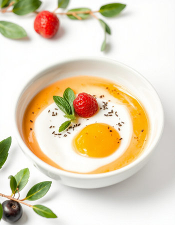 fresh berries and mint on white background close upの写真素材