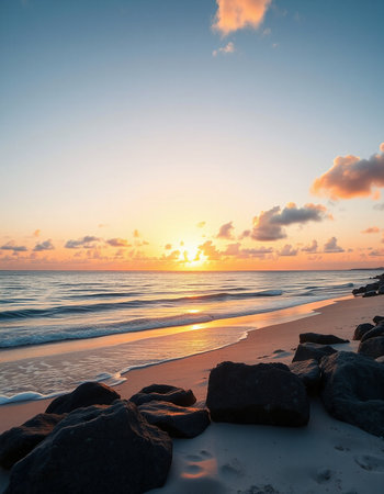 Beautiful sunset on the beach in the tropics. Landscape.の写真素材