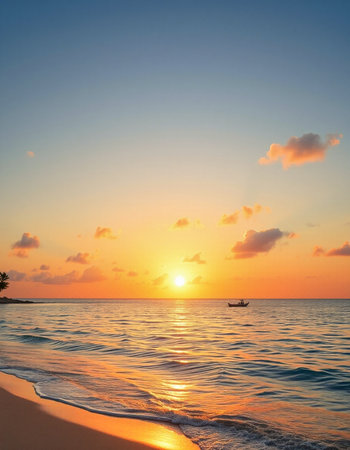 Tropical beach at beautiful sunset in Maldives. Nature backgroundの写真素材