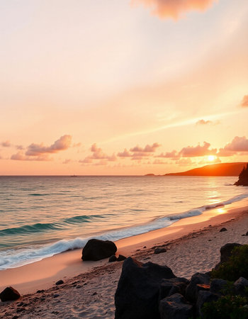 Beautiful sunset on the beach in Tenerife, Canary Islands, Spainの写真素材