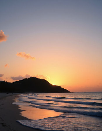 Beautiful sunset at the beach in Costa Rica, Central America.の写真素材