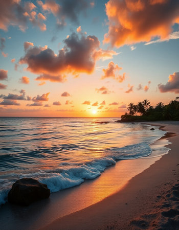 Beautiful sunrise on the beach in Punta Cana, Dominican Republic