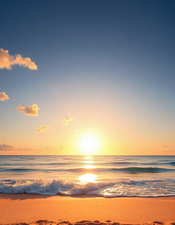 Beautiful sunset on the beach. Seascape. Nature composition.の写真素材