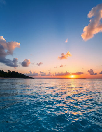Beautiful sunset over the sea in the tropics, Maldives