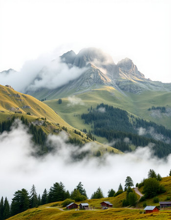 Foggy morning in the mountains.