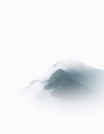 Mountain landscape with fog in the morning, North of Thailand.の写真素材