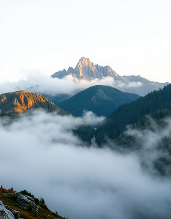 Mountains in the clouds. Tatra National Park, Poland.