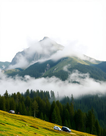 Mountain landscape in the Carpathian Mountains. Ukraine, Europe.の写真素材
