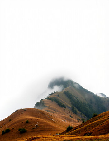 beautiful mountain landscape with fog and clouds in the italian alps