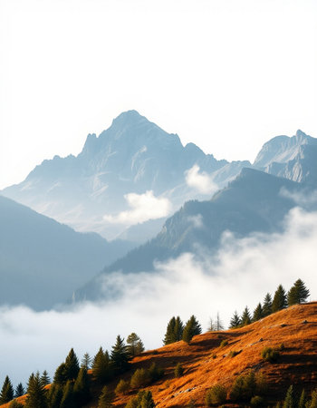 Mountain landscape in the clouds. Dolomites. Italy.