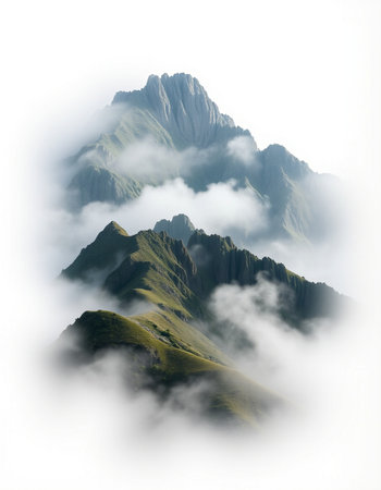 Mountain landscape in the clouds. Caucasus Mountains, Georgia, region Gudauri.