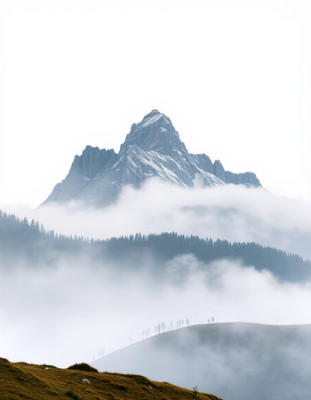 Foggy mountain landscape in Italy