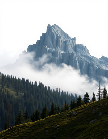 Mountain landscape in the Dolomites, Italy. Cloudy day
