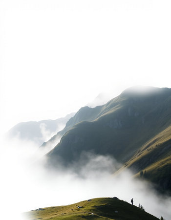 mountain landscape with fog in the italian alps at summer