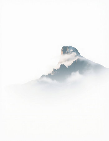 Mountain peak in the clouds. Peaks of mountains in the clouds.の写真素材